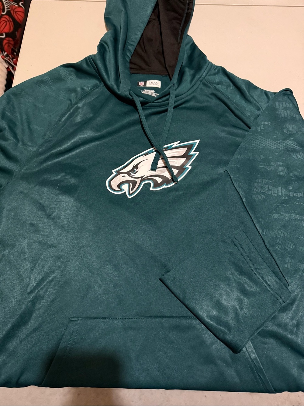 NFL Men's Teal Zip-Up Hoodie with Eagles Logo